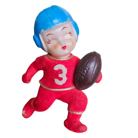 Vintage 60'S Kitschy Football Ornament Christmas Flocked Japan MCM Plastic 3.75" - Picture 10 of 10
